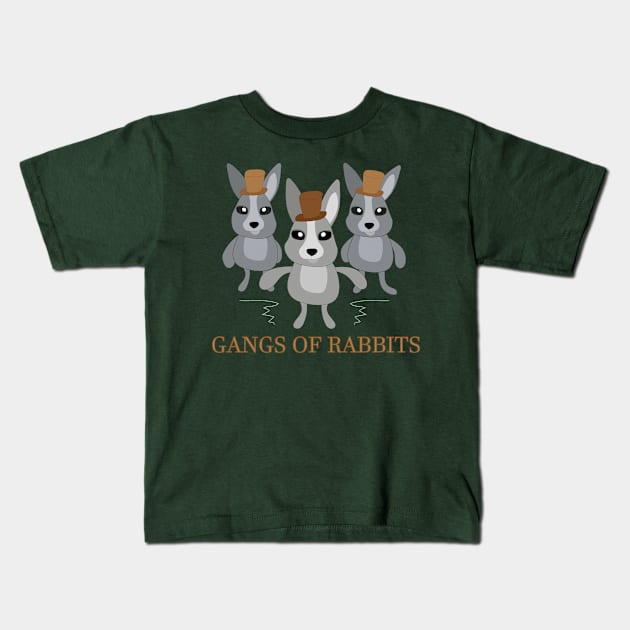 Gangs Of Rabbits Kids T-Shirt by IbaraArt